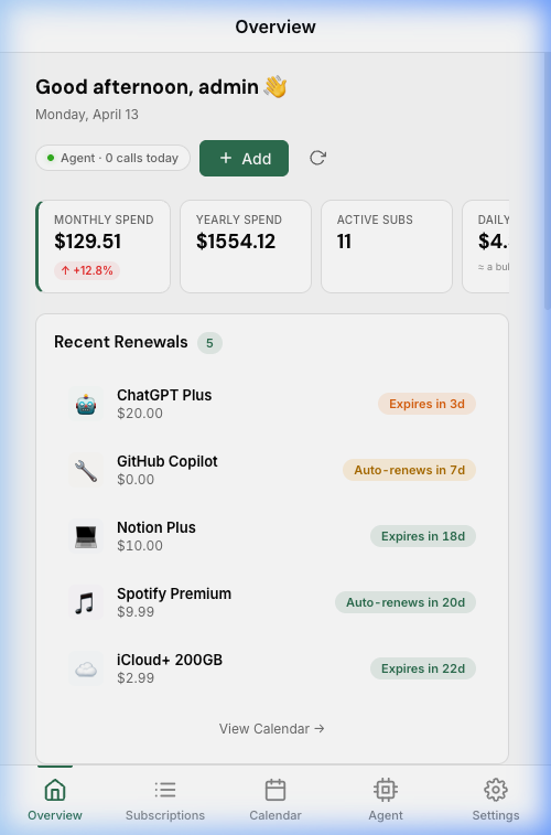 SubSage Mobile Screenshot